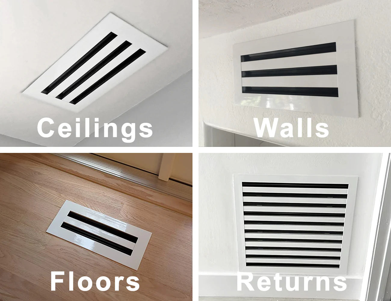 10x4 White Contemporary Air Vent Cover – Stylish Linear Slot Diffuser for Ceilings, Walls & Floors – Decorative HVAC Register Grille